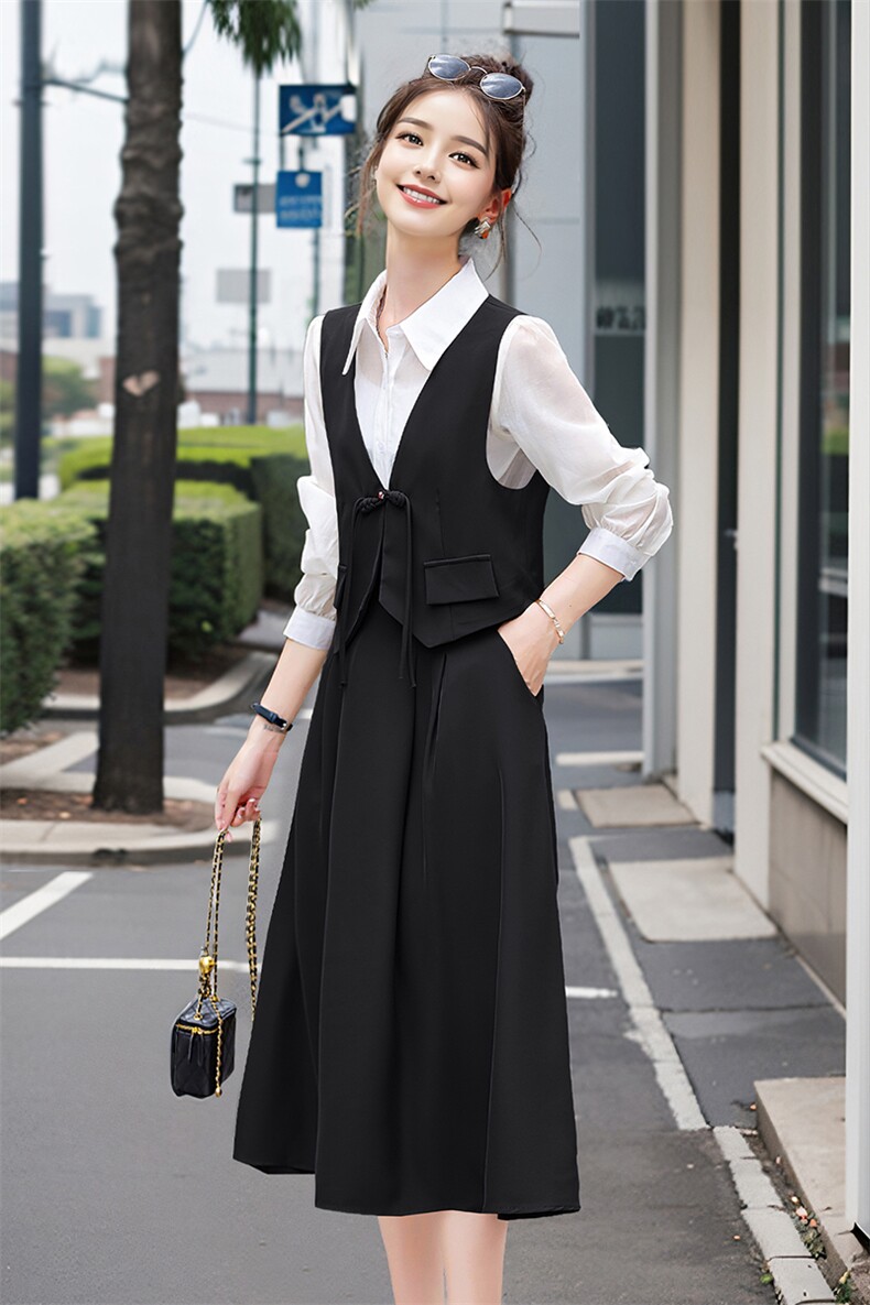 时尚马甲套装裙女春秋2023新款高级感白色衬衫半身裙职业气质裙子,女装套装/套裙,流量+