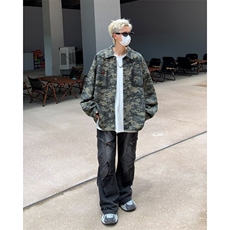 迷彩衬衫男士韩版潮流高街帅百搭宽松2024秋冬ins外套CY1005-P43，男装衬衫，星座412-3
