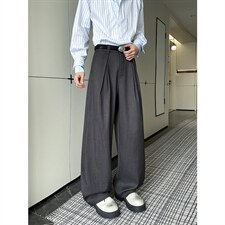 2026春夏新款老钱风高级感新面料垂感宽松微弯刀休闲裤6611-特P35，男装休闲裤，电商C305A