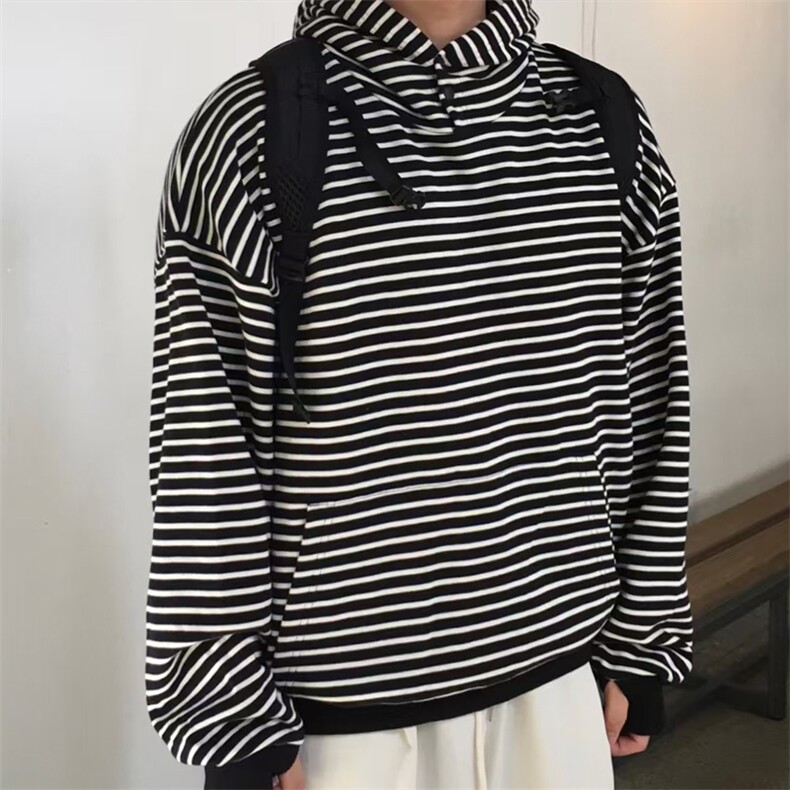 25秋冬新款~条纹连帽卫男式宽松休闲套头卫衣外套716A-WY826-P68,女装短外套,星座716A（原星座815-4）