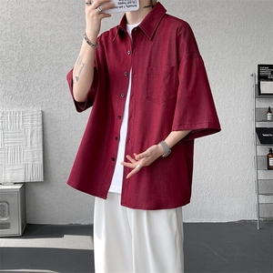 8XL-M 冰丝牛仔短袖衬衫男款夏季薄款宽松慵懒衬衣外套DC28006P60图片