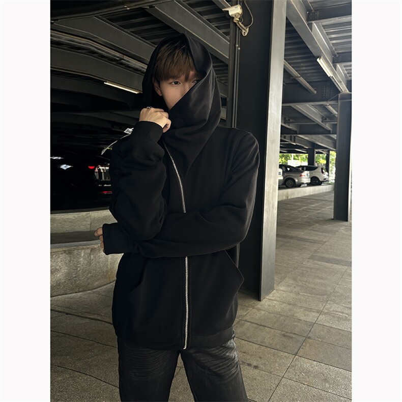 B221美式ins高街暗黑拉链宽松开衫卫衣连帽外套SY2314-P80控108,男装卫衣,电商B221