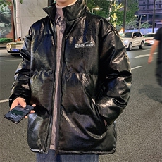 港风直播抖音高品质宽松男羽绒棉加厚PU皮棉衣外套M1506P85，男装棉衣，电商C408-1(原B339-1)