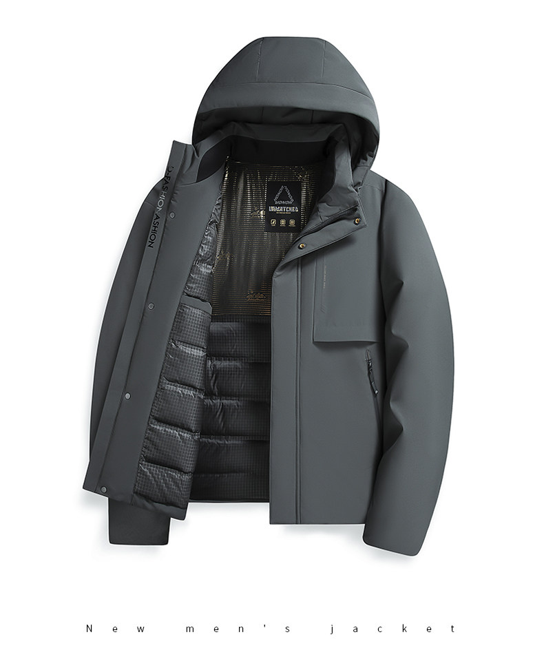 羽绒服男冬季2024年新款工装保暖男士外套连帽可拆卸衣服,男装羽绒服,电商B212（原钱塘6029）