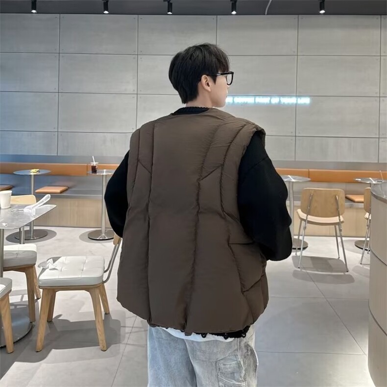 美式解构短款棉衣男款冬季外穿马甲背心cleanfit棉服外套MJ8151,男装背心/马甲,星座506