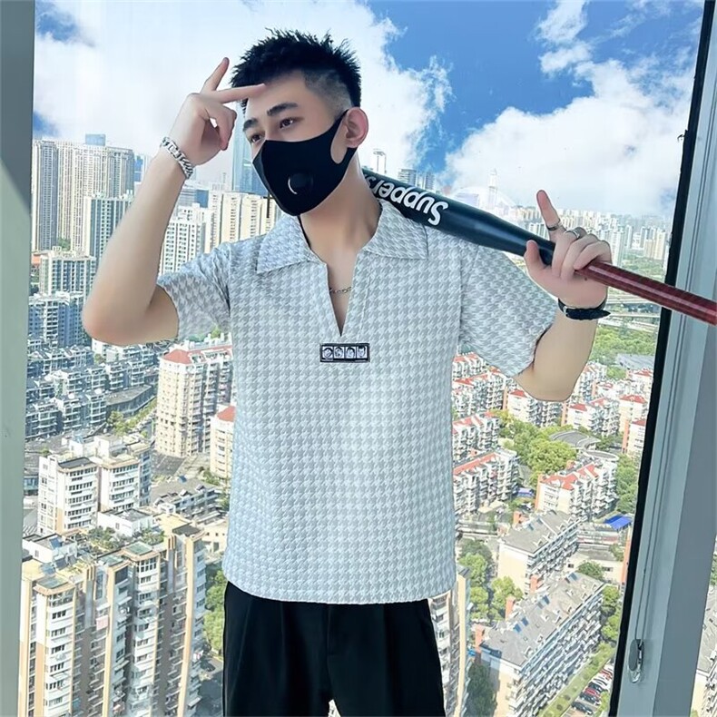 翻领黑白T恤上衣短袖撞色原版质量 M-3XL M-3XL T138图片