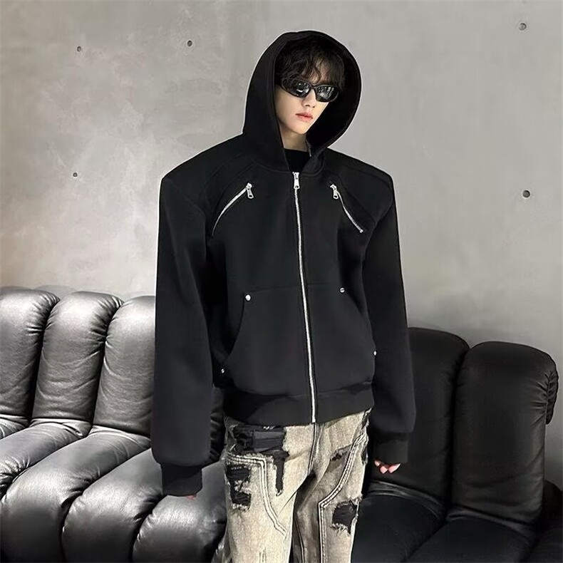 K2640-P65美式重磅廓形连帽卫衣,男装卫衣,电商B323A