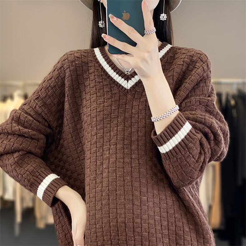 羊毛简约气质长袖毛衣女舒适显瘦羊毛衫，女装羊毛衫，琳华羊绒