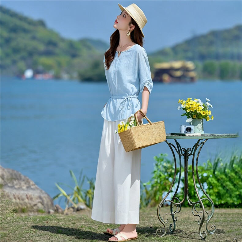 2026年夏季新款时尚休闲阔腿裤套装女,女装套装/套裙,依路服饰