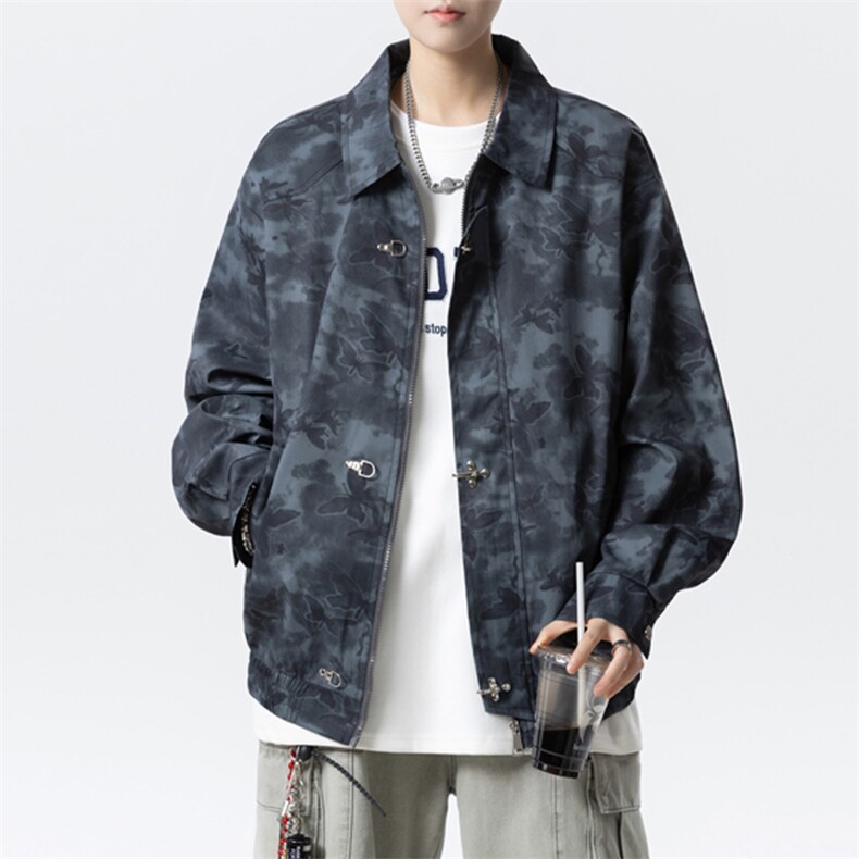 2025秋季新款蝴蝶大码翻领夹克宽松潮流外套-JK6530-P60-65，男装夹克，星座1105-2