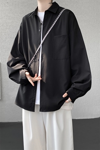 衬衫男秋季新款港风宽松纯色口袋款长袖衬衣CS151-P30图片