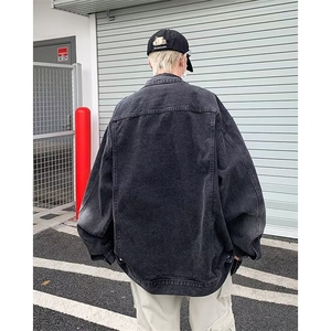 欧美vibe风破洞工装牛仔外套男春季美式复古翻领夹克港风潮流上衣图片
