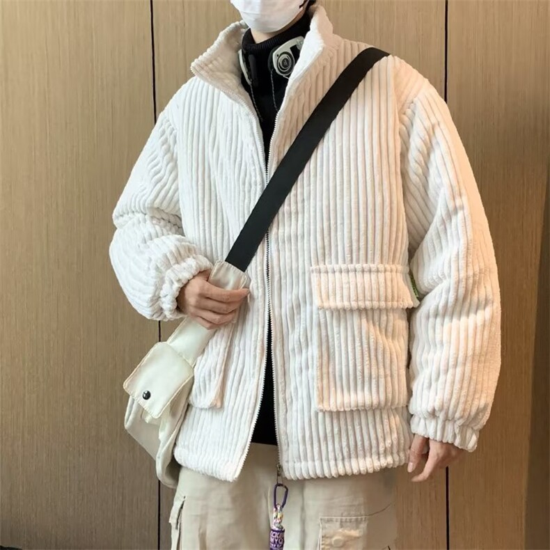 暗条纹棉服男高街帅气韩版潮流宽松2024冬季ins棉衣外套MF105-P92,男装棉衣,星座412-3