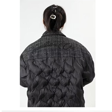 2023高级感拼接复古小香风设计感小众黑色棉服J855P105，男装棉衣，星座1116-2