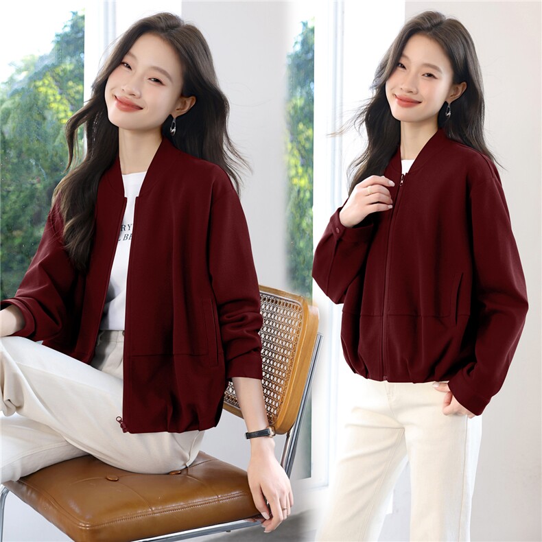 休闲立领短外套女2025早春秋新款百搭显瘦流行棒球服夹克上衣,女装短外套,涵誉