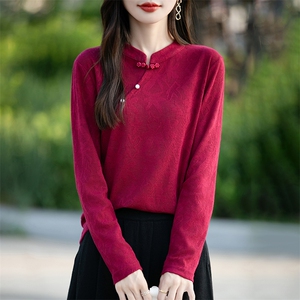 时尚百搭女士秋冬打底衫 简约纯色修身显瘦针织衫图片