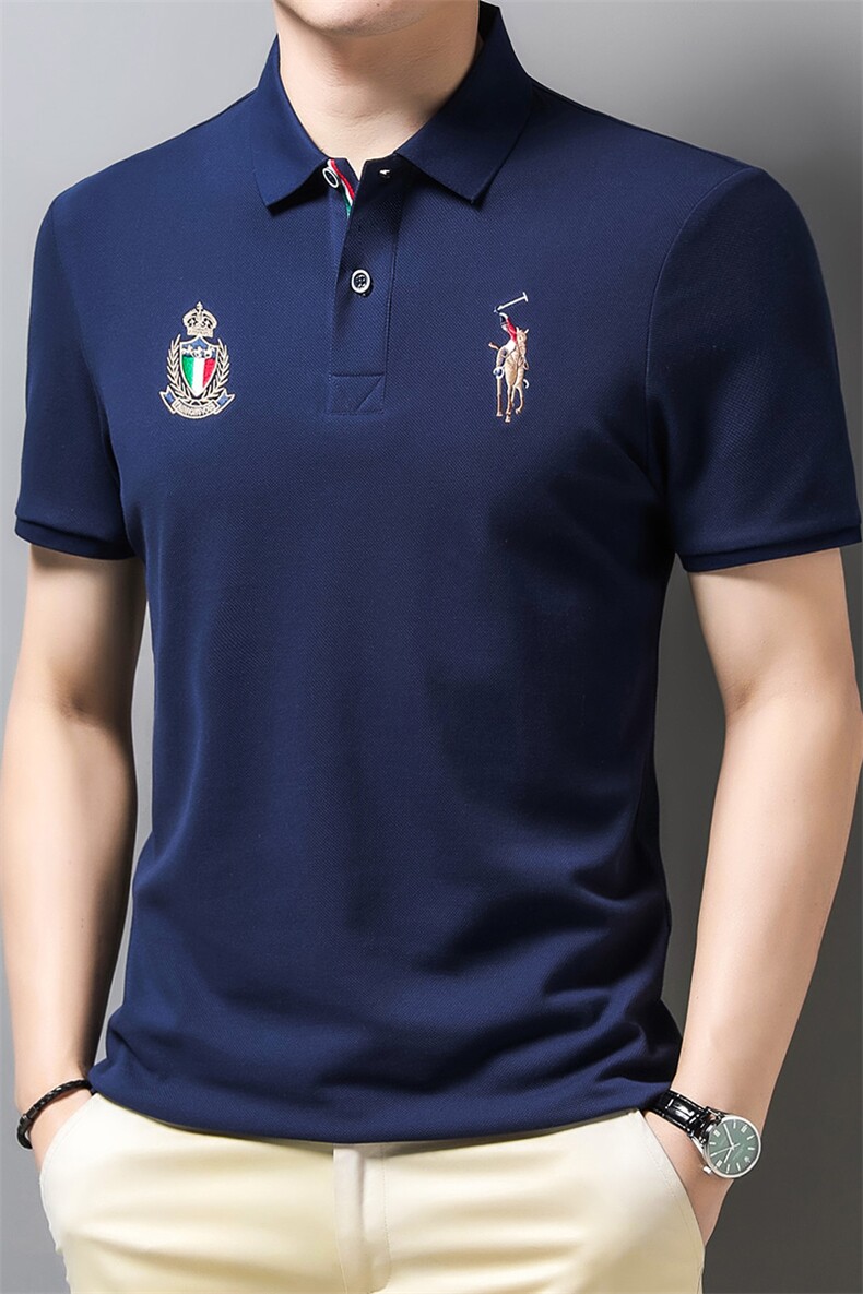 夏季新款爸爸夏装冰丝polo衫纯棉男士短袖t恤薄款翻领中年人衣服,男装T恤,电商B212（原钱塘6029）
