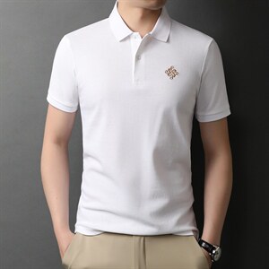 夏季新款男士翻领短袖t恤中年有领男装上衣服休闲POLO衫图片
