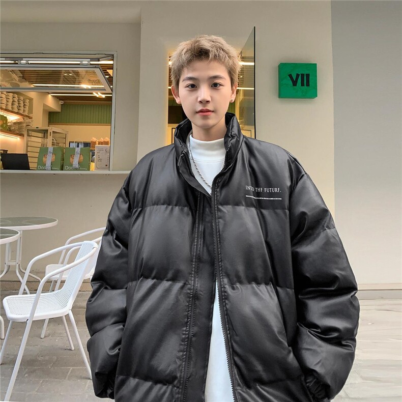 pu皮棉服男冬季美式高街痞帅立领棉衣外套潮牌宽松加厚保暖棉袄图片