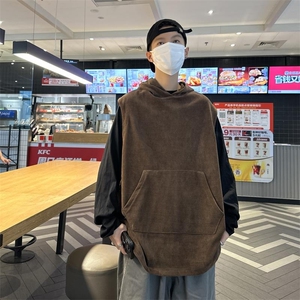 秋装 港风连帽背心韩版男女坎肩潮无袖外穿灯芯绒马甲 H229/P50图片