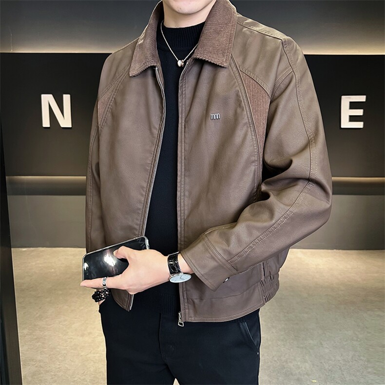 店主风秋季新款皮衣男时尚2025休闲皮夹克外套男装B317/6801/P155,男装皮衣,电商B317