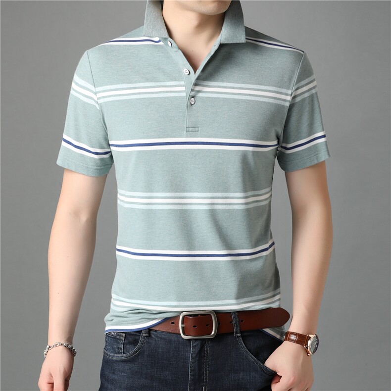 夏季新款男士翻领短袖t恤中年有领男装上衣服休闲POLO衫图片