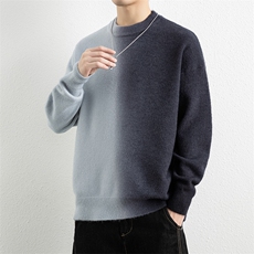 25656-特P58秋季时尚圆领毛衣外套男针织衫渐变色宽松打底衫，男装T恤，电商D310B