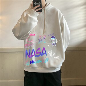 纯棉连帽卫衣男大码运动帽衫宽松薄WY2186-P35 加绒款-P40 NASA图片