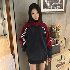 抖音得物高品质美式高街重磅结构织带拼接撞色立领卫衣外套CM41，男装卫衣，电商A486