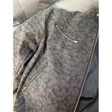 扎染拼皮垫肩立领机车夹克男秋冬新款美式复古痞帅高级感情侣外套，男装夹克，星座813-2