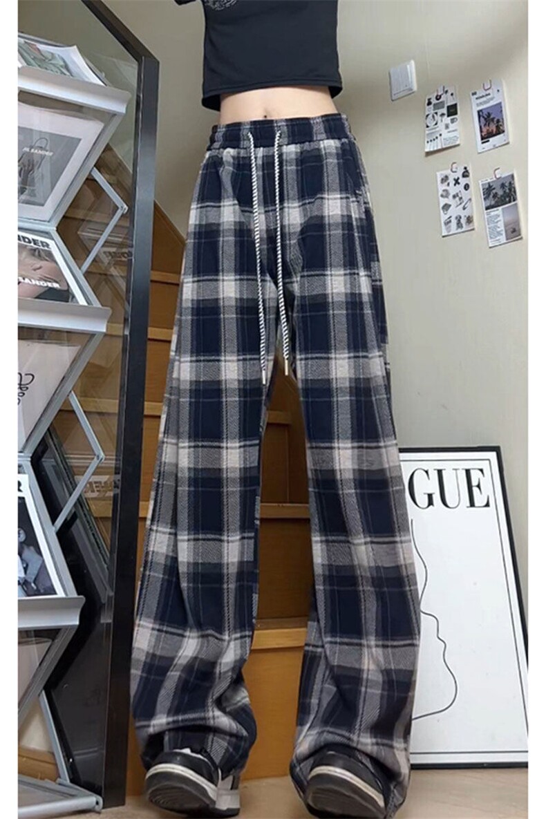 潮流大码中性风美式休闲直筒格子裤拖地裤长裤K8585-P48【特价】,男装休闲裤,电商A007