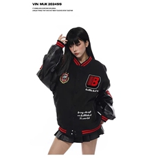 刺绣棒球服外套女潮秋冬夹棉加厚百搭宽松情侣拼接夹克HHA02P73，男装夹克，星座1013-5