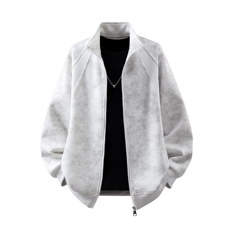 可二开罗纹拼接脏脏灰扎染面料大码M-5XL夹克JK78083P65控98，男装夹克，星座227-7