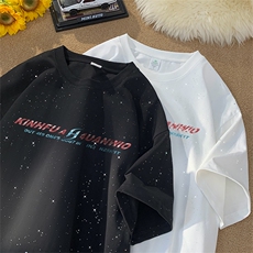 量大优供抖音视频支持得物配合二开美式满天星亮片短袖T恤MTX521，男装T恤，电商A486