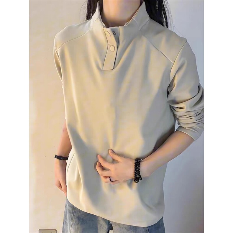 新款男士秋冬季纽扣德绒休闲长袖卫衣T恤上衣打底1008-WL803-P35,男装T恤,星座1008