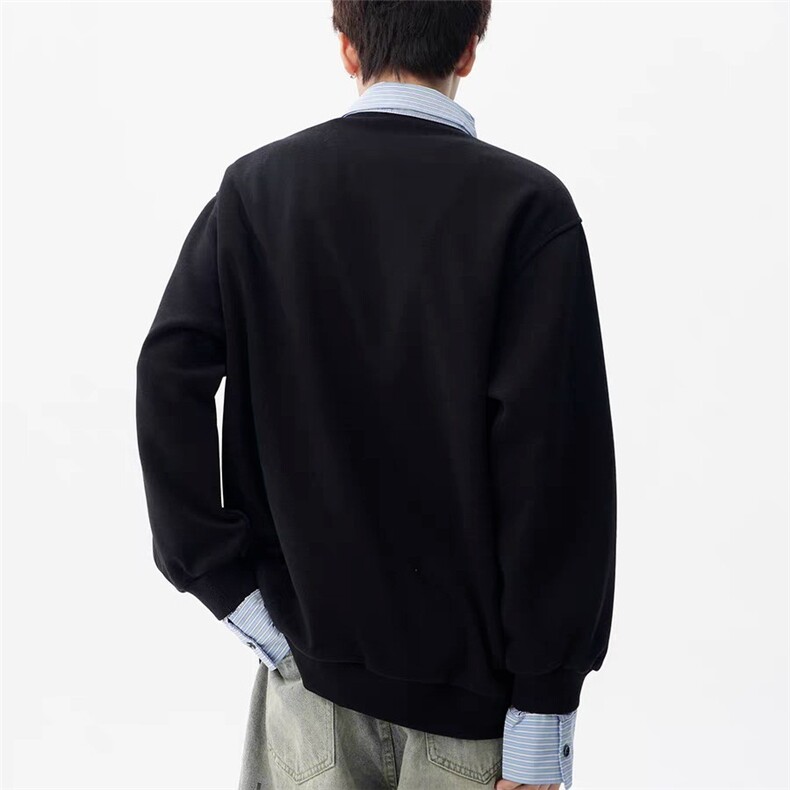 撞色假两件拼接衬衫领卫衣男女秋季宽松情侣款卫衣WY628-P45,男装衬衫,星座208-5