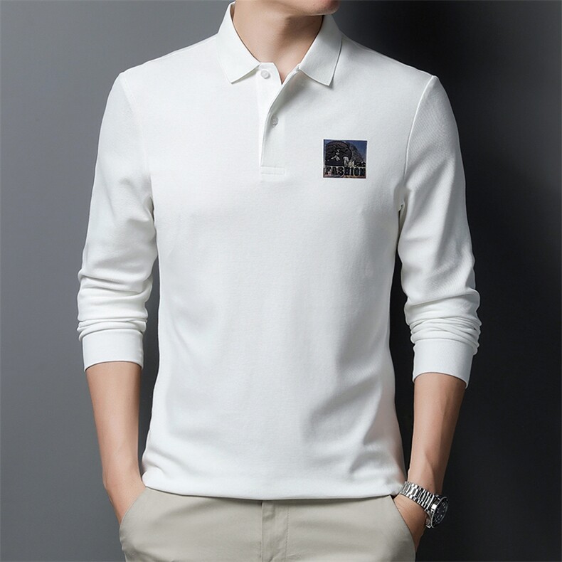 长袖T恤男秋季新款纯棉中年商务休闲爸爸装POLO衫体恤上衣服男装,男装T恤,电商B212（原钱塘6029）