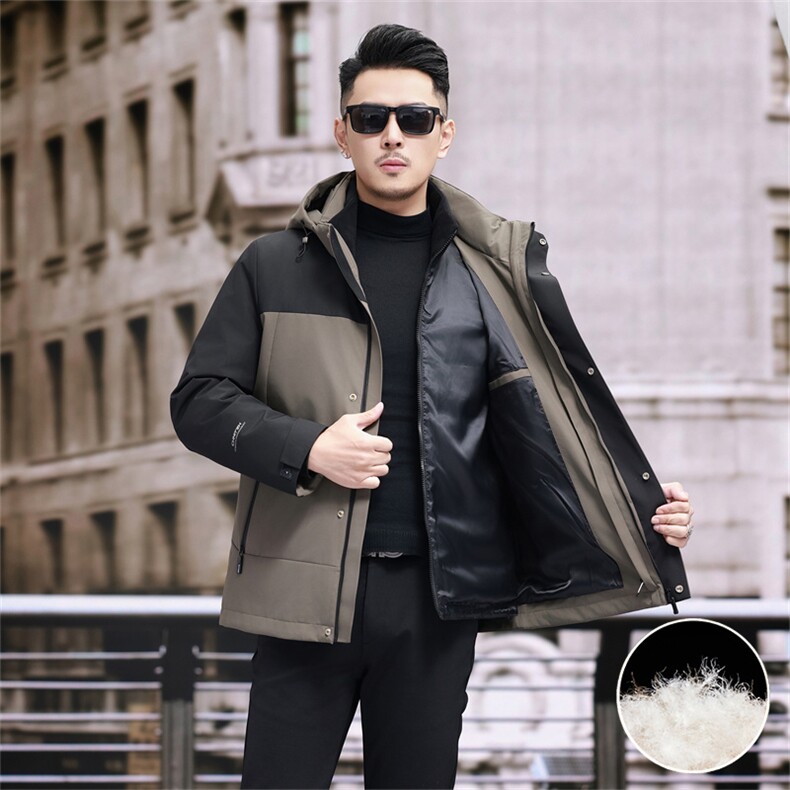 新款中年羽绒内胆派克服大衣男装一衣三穿拆卸羽绒内胆派克服外套，男装羽绒服，钱塘723