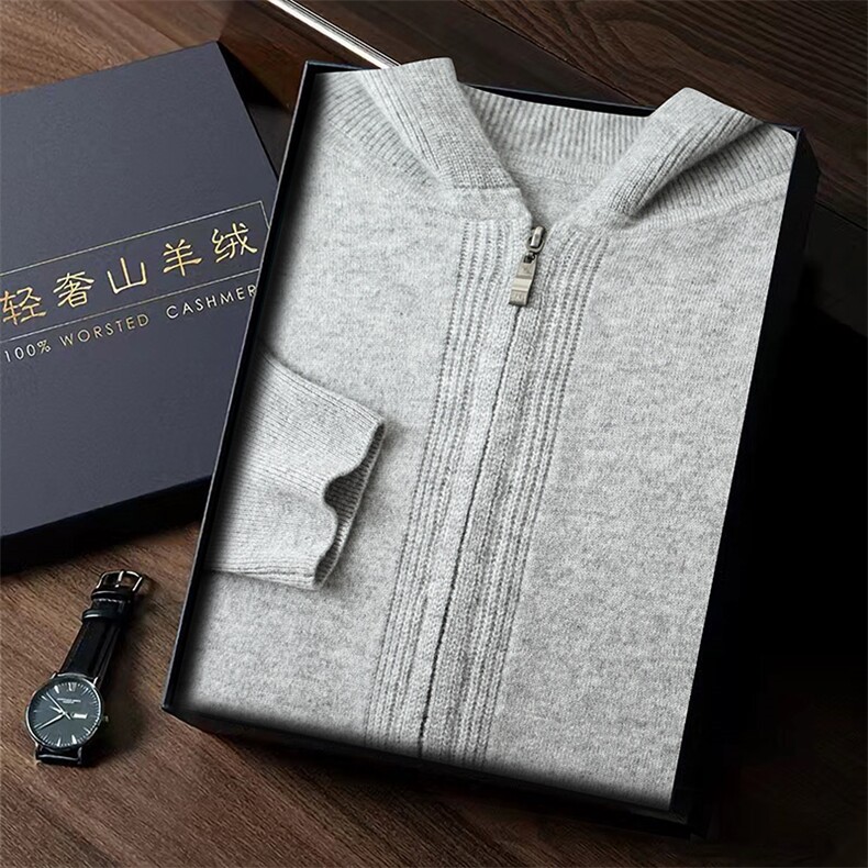 男士连帽衫秋冬季新款简约休闲35%羊绒衫，男装羊绒套衫，台绒羊绒