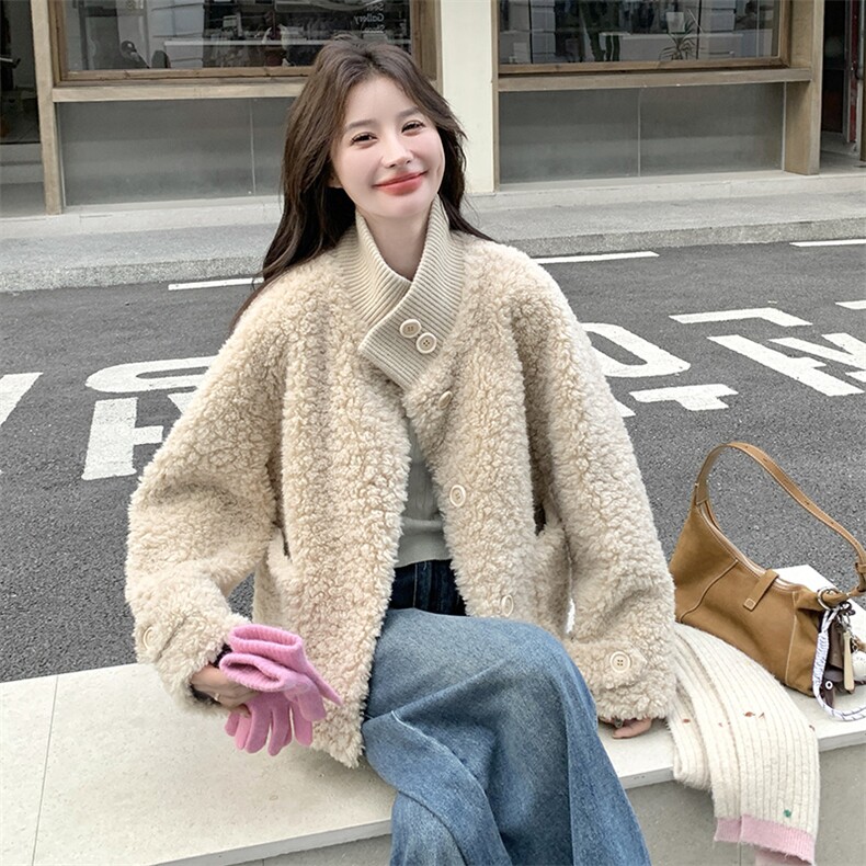 2025xian货针织拼接皮毛一体B109-9870-225-318,女装短外套,2B109