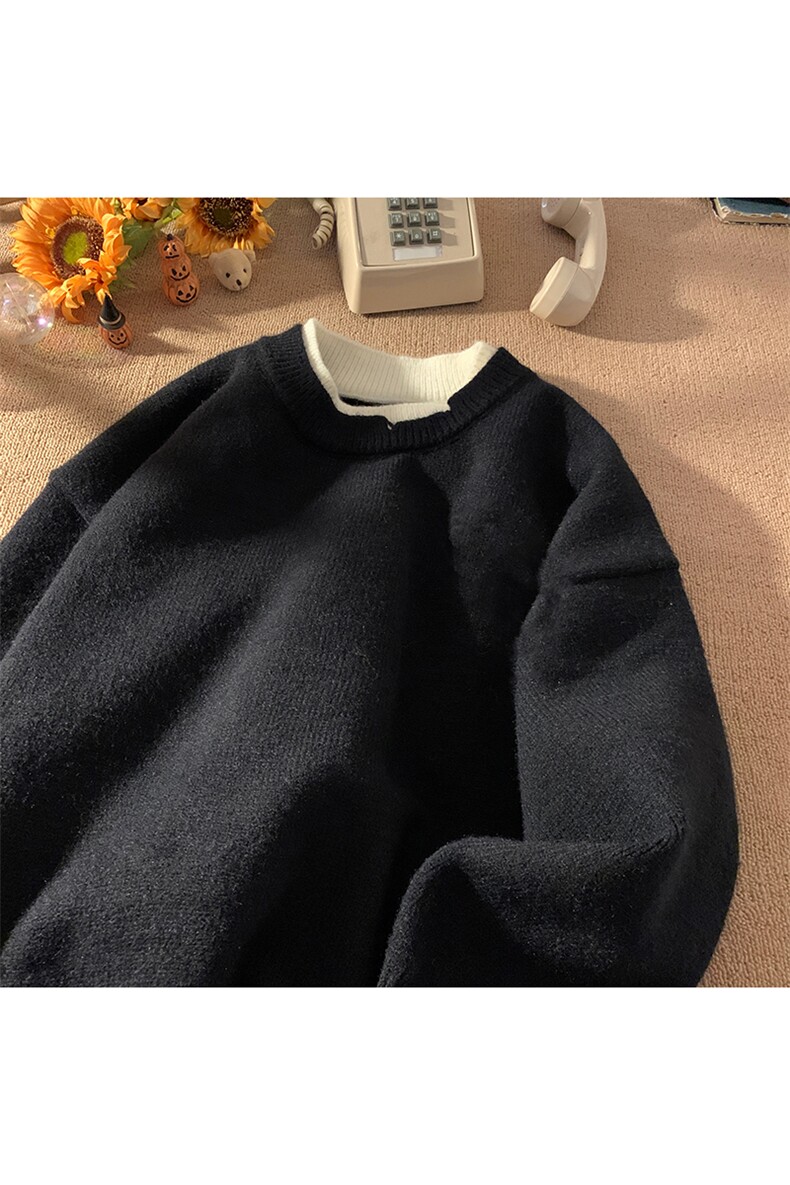 高档圆领针织毛衣男秋季慵懒风线衣外套宽松内搭打底,男装针织衫/毛衣,星座1206（原A206）