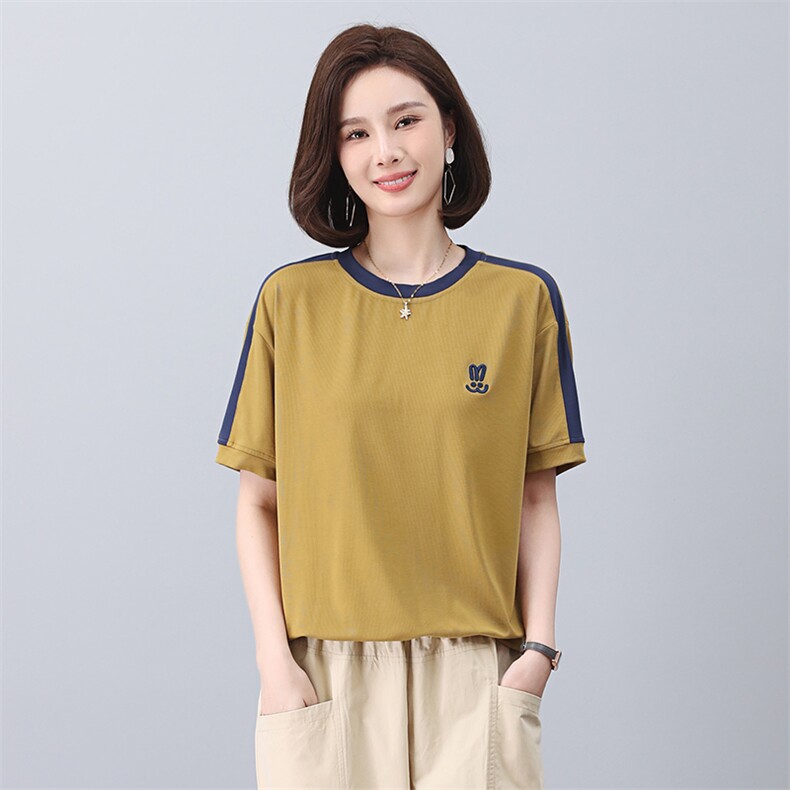 妈妈夏装运动服洋气中年夏季休闲大码中老年短袖t恤女,女装T恤,独衣靓