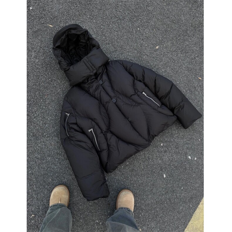 （现货） 美式复古连帽棉服cleanfit解构风多拉链棉衣自制图片