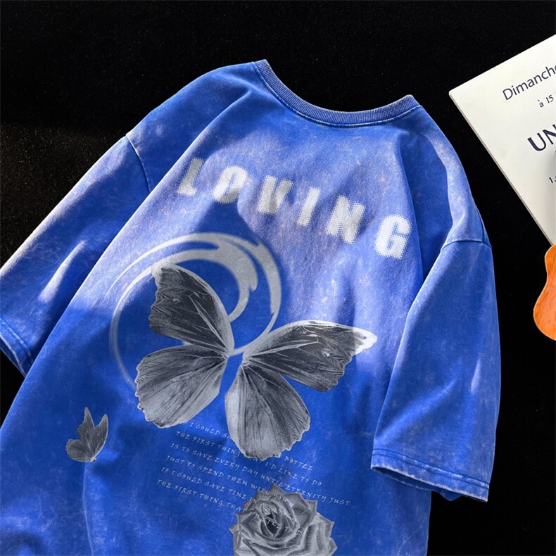 水洗做旧短袖美式复古重磅大码潮牌朋克暗黑T恤xz301B-JB5238-P35图片