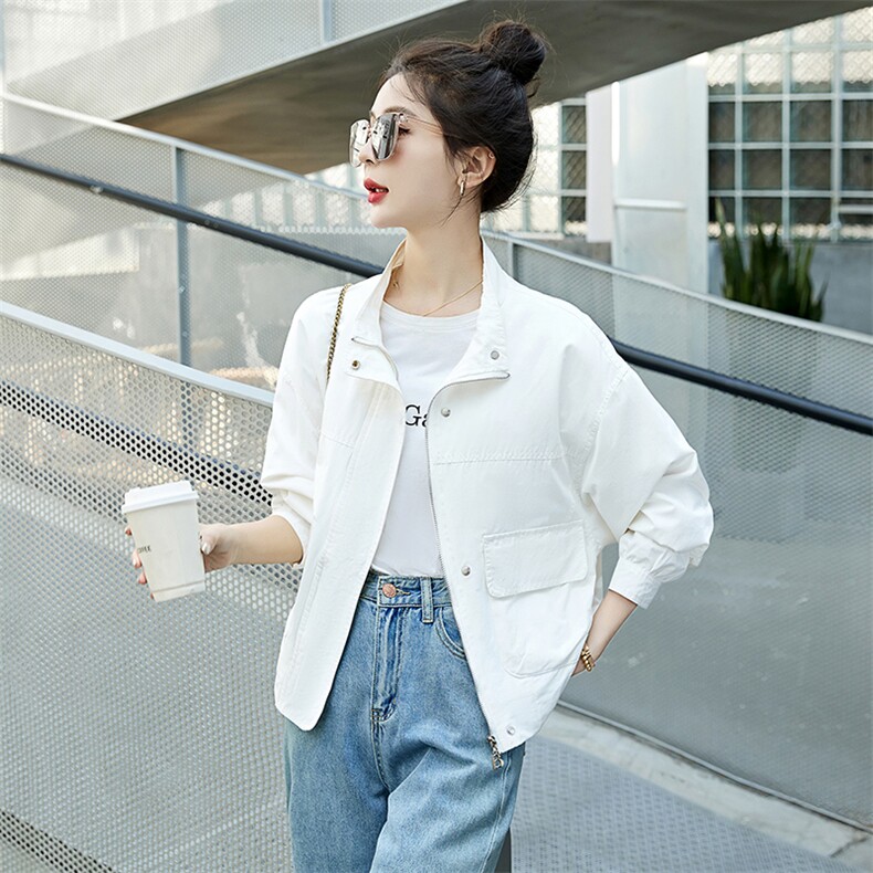 奶fufu粉色短外套女2023春季新款韩版宽松百搭小个子减龄夹克上衣,女装短外套,拾衣