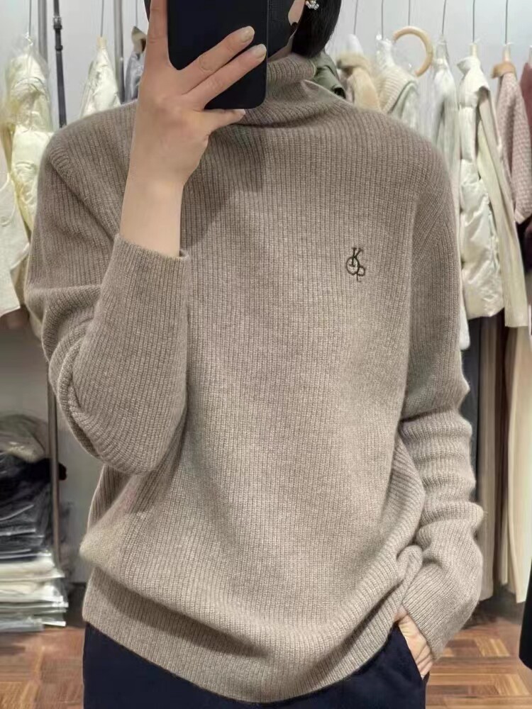 秋季新款舒适显瘦时尚百搭小鸟图案打底衫,女装羊毛衫,恒恩羊绒