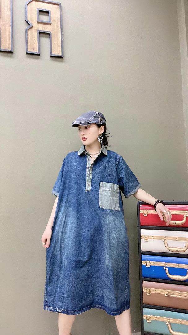 潮牌牛仔连衣裙，女装连衣裙，娅菲裳