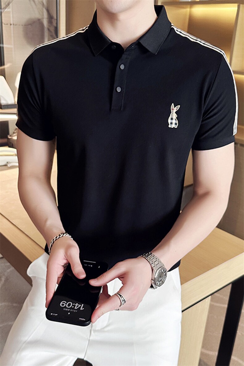 2024新款丝光珠地面料修身翻领短袖POLO衫男PL9303-p55,男装Polo衫,电商D303