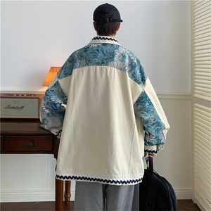 牛仔外套男韩版潮流拼色2023秋冬季新款ins宽松百搭外套W3636-68图片