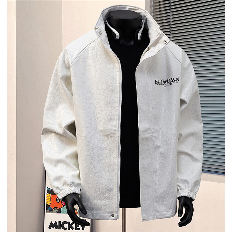 1港风鳄鱼纹中性潮流大码M-5XL成分100%PU皮夹克男JK7570P85控128,男装夹克,星座226-2